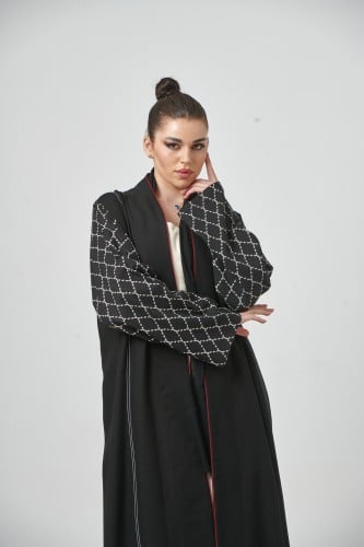 Black and red abaya