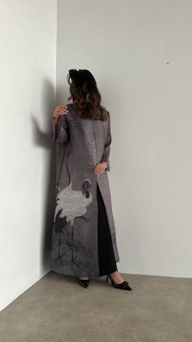 Pleated Abaya grey