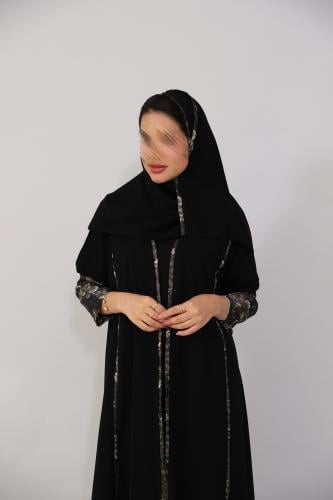 عباية كريب جاكار بأكمام ضيقة (٨١١)