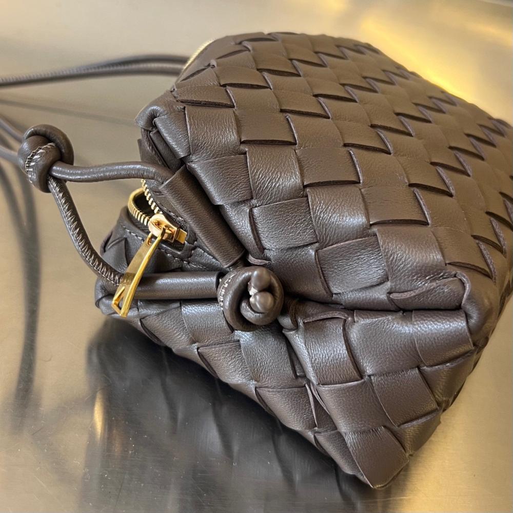 Loop mini Intrecciato leather cross-body Dark Brown bag