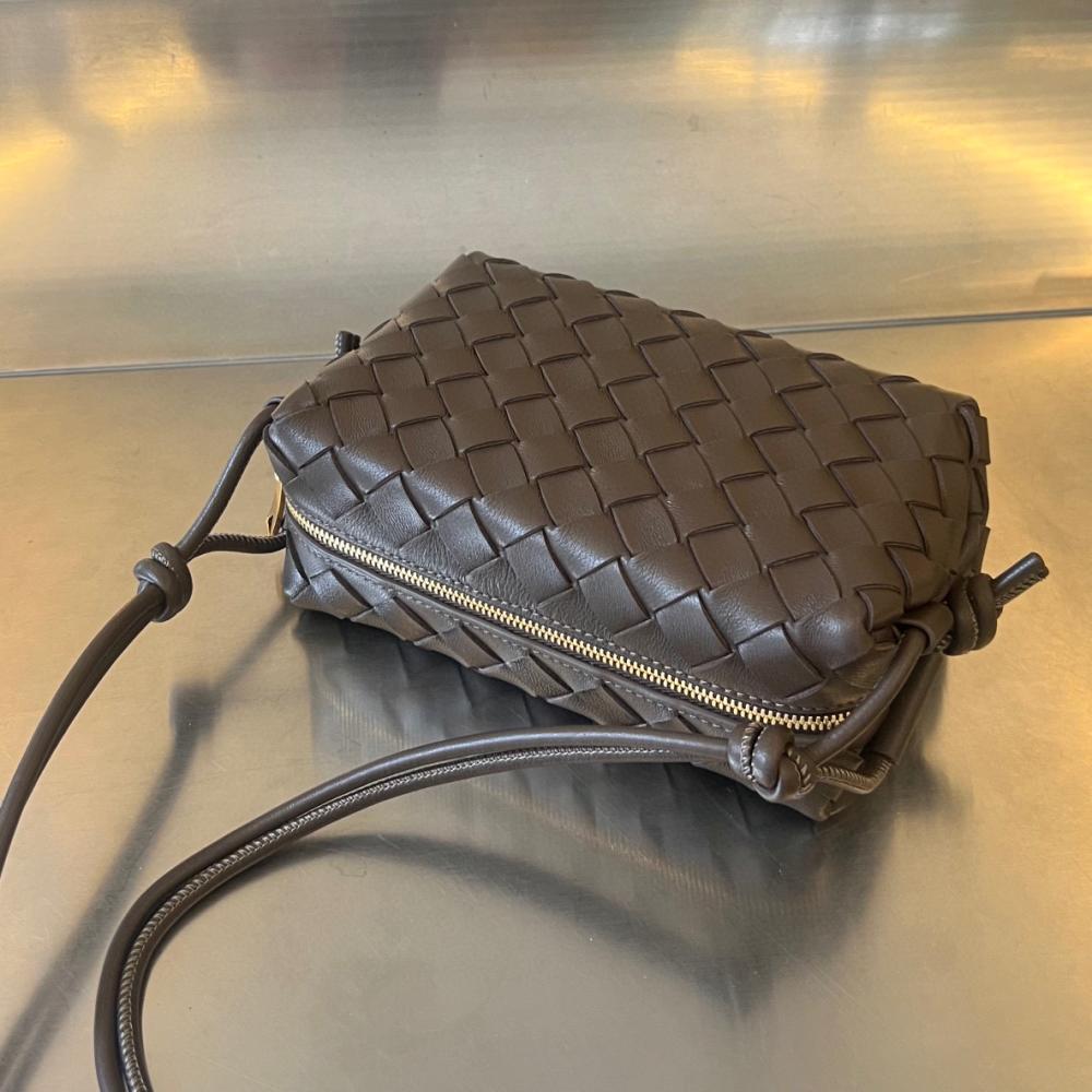 Loop mini Intrecciato leather cross-body Dark Brown bag