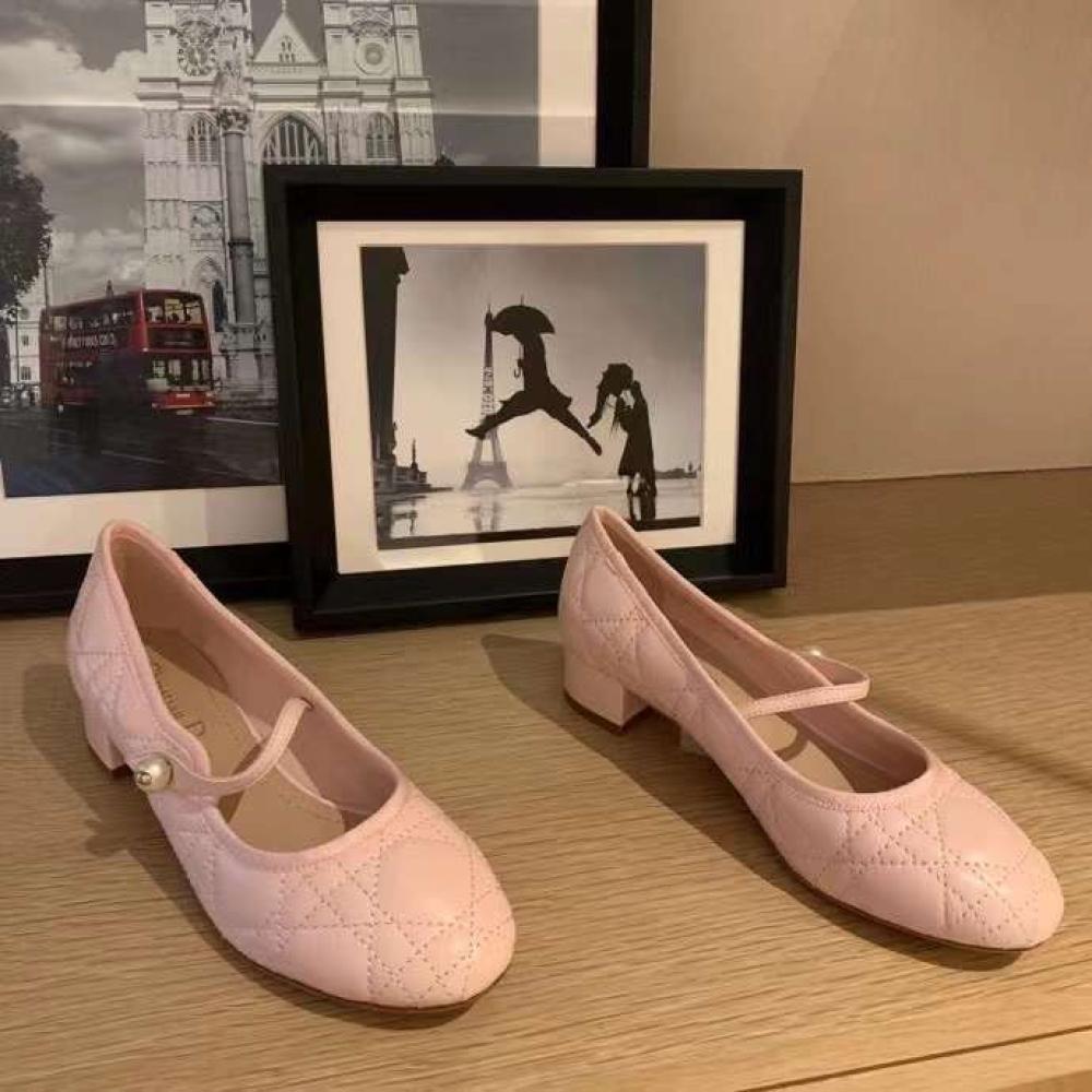 Dior Ballet Pump With Leather Strap Pink