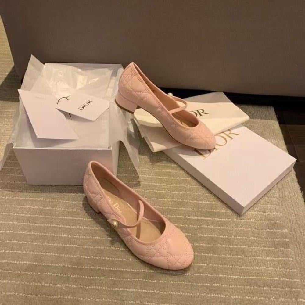 Dior Ballet Pump With Leather Strap Pink
