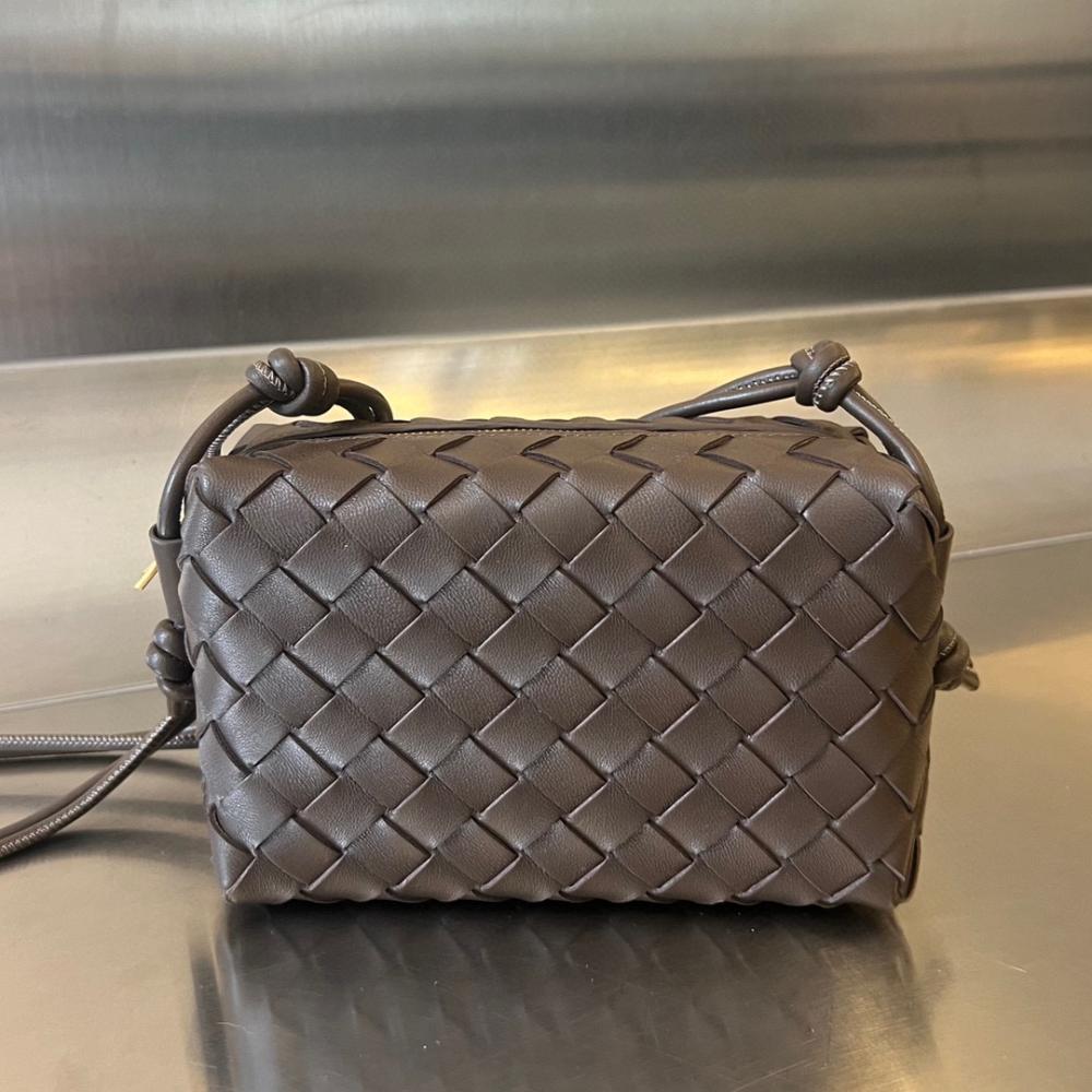 Loop mini Intrecciato leather cross-body Dark Brown bag