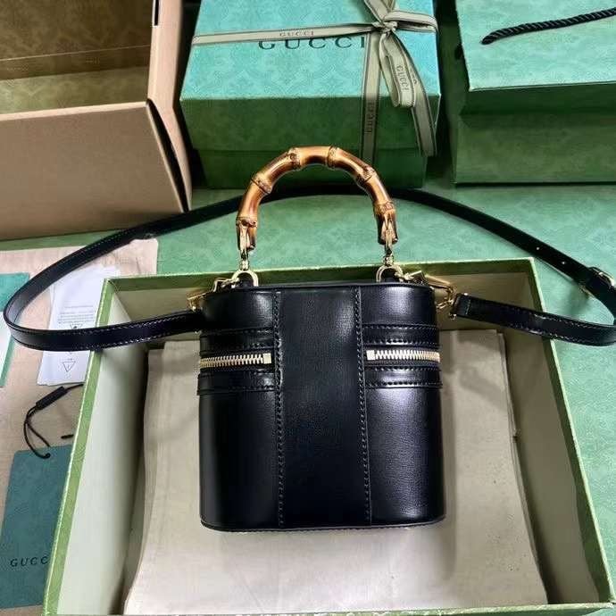 Bamboo mini leather tote
