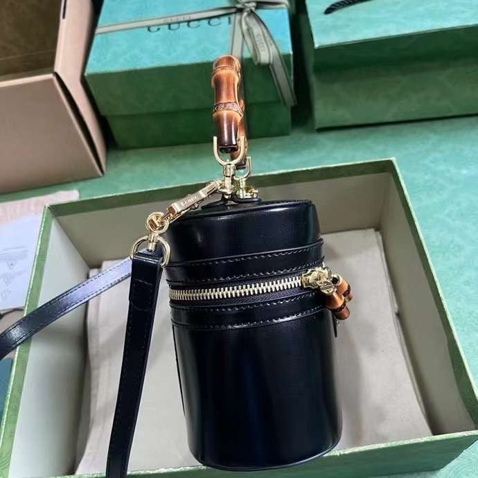 Bamboo mini leather tote