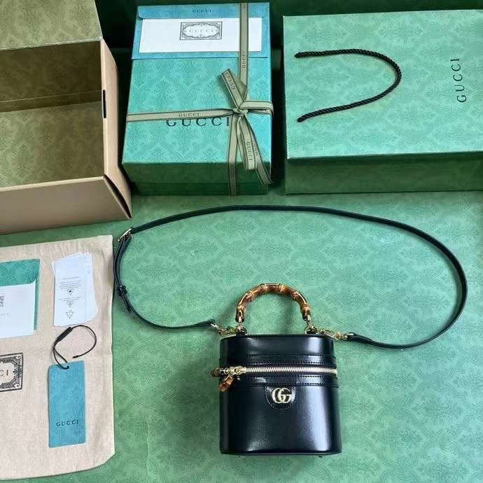 Bamboo mini leather tote