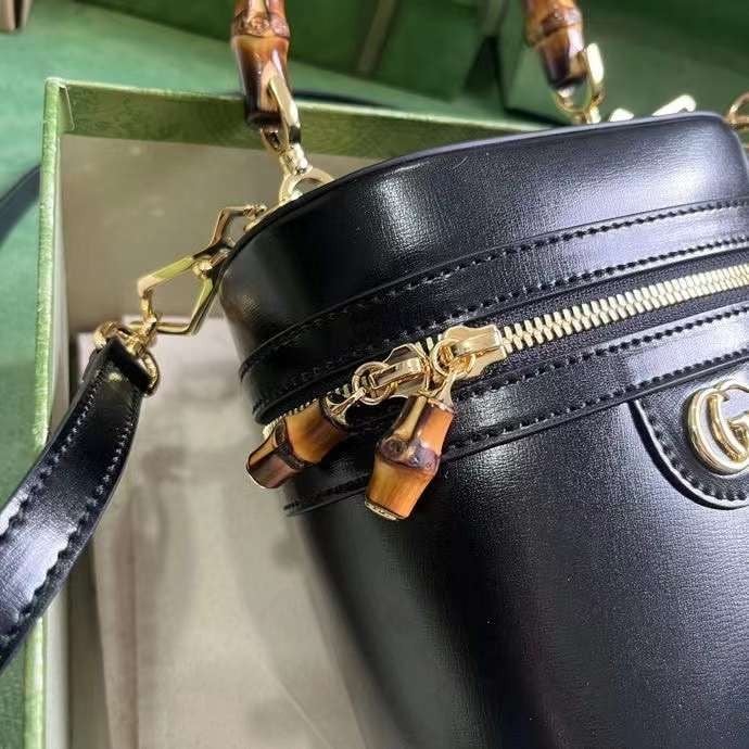Bamboo mini leather tote