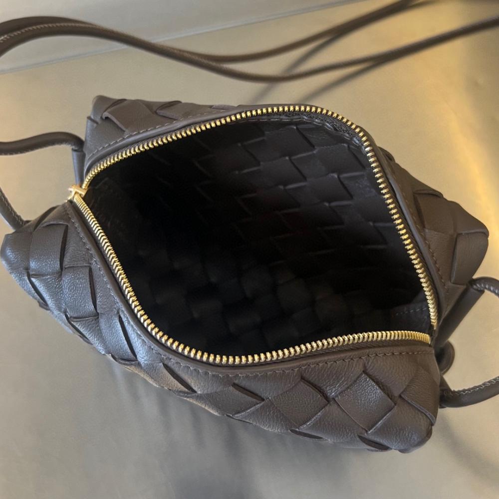Loop mini Intrecciato leather cross-body Dark Brown bag