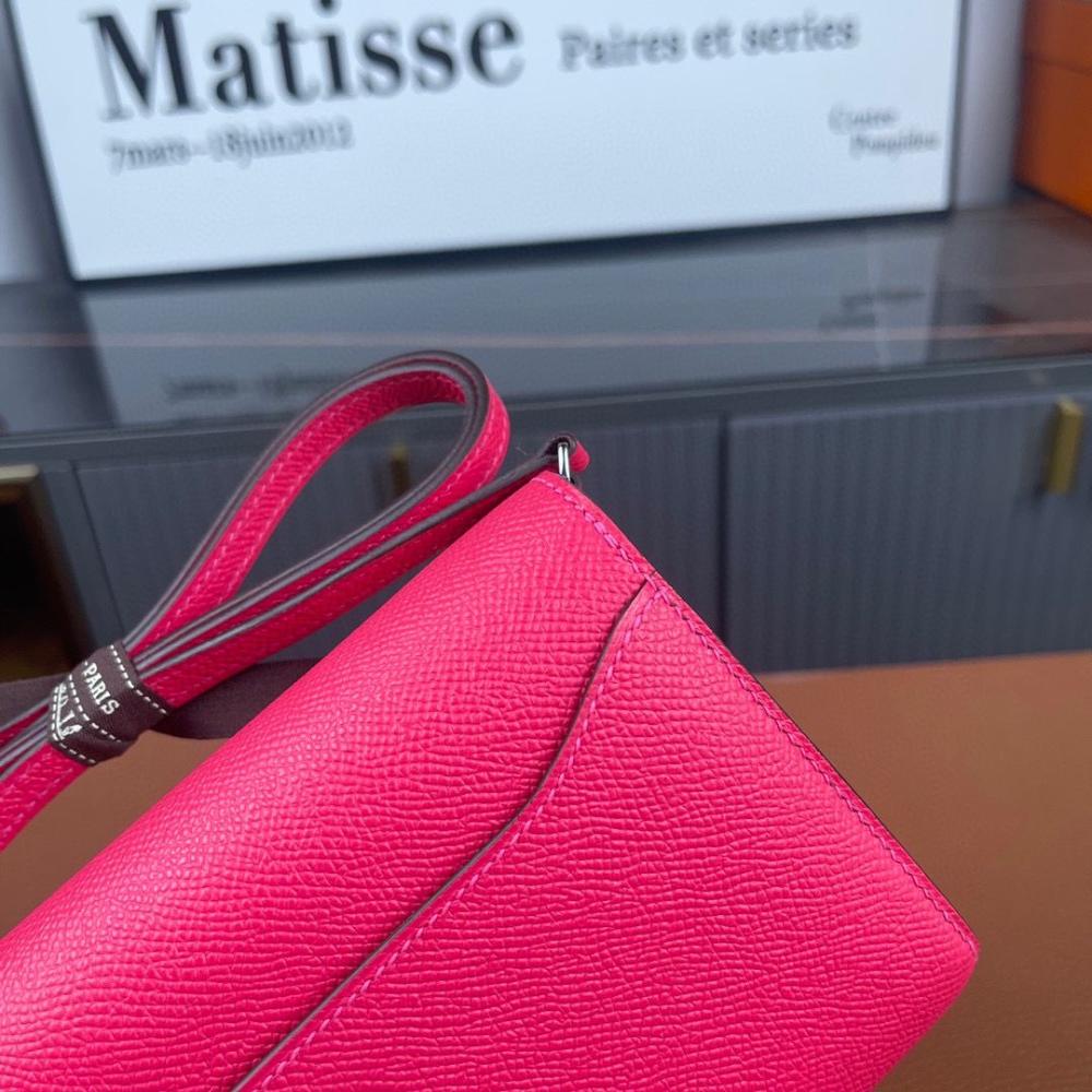 Hermes Long Wallet With Strap Pink/Silver
