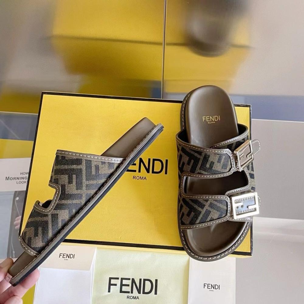 Fendi Logo Plaque Open-Toe Sandals