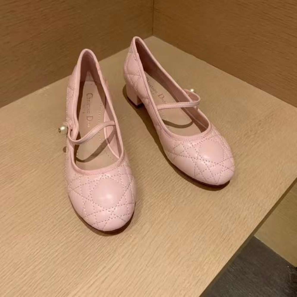 Dior Ballet Pump With Leather Strap Pink