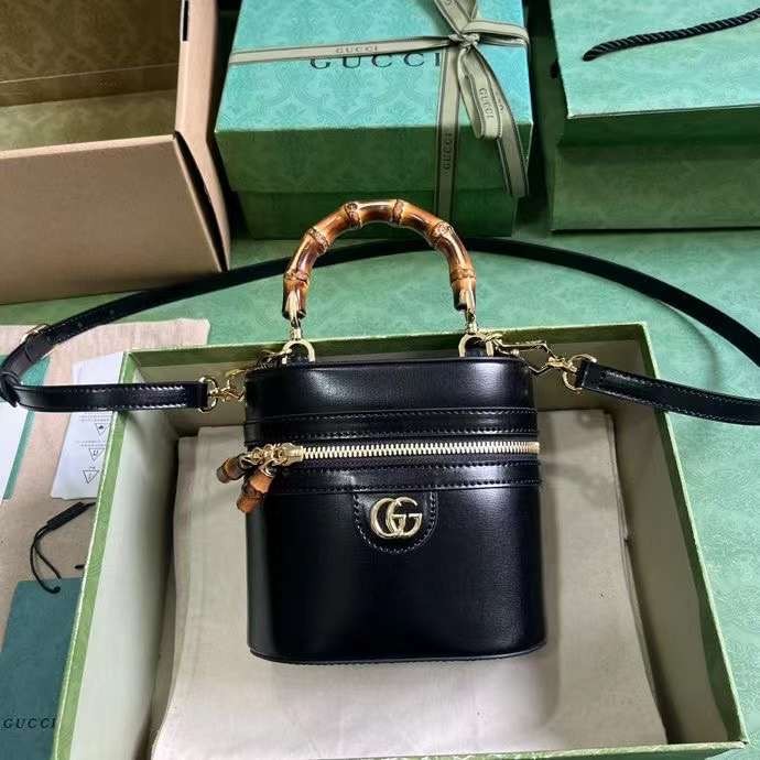 Bamboo mini leather tote