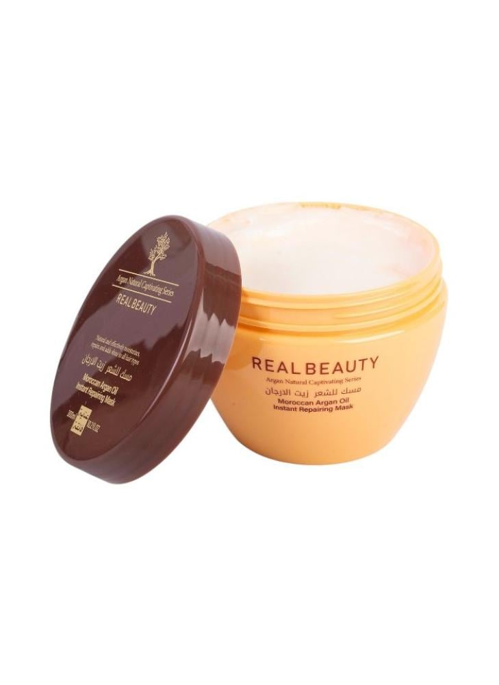 شامبو وبلسم وزيت الارجان من ريل بيوتي مجموعة العناية الاولى والاكثر مبيعا للعناية بالشعر مكونة من 4قطع