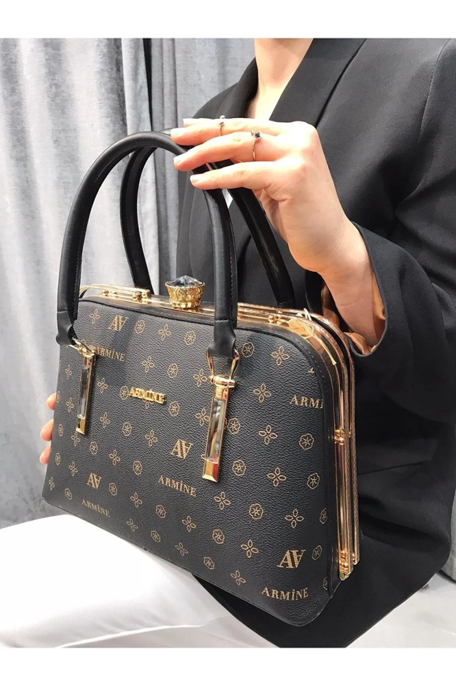 حقيبة يد وكتف بحزام مطبوع أنيق