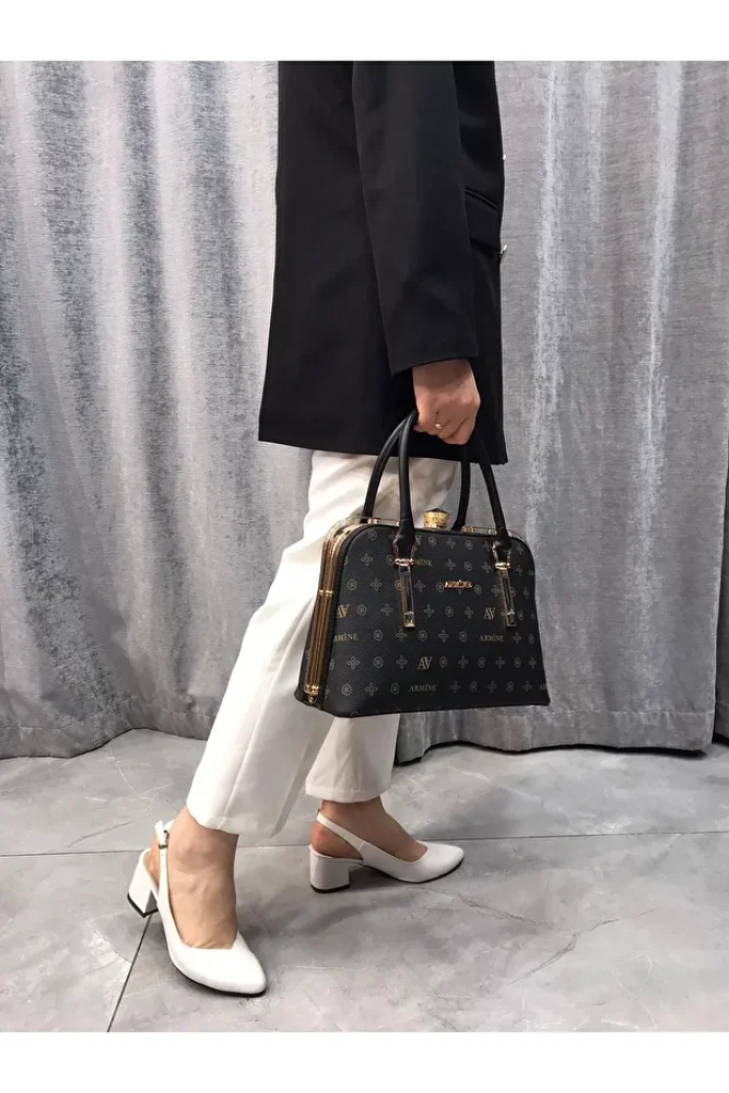 حقيبة يد وكتف بحزام مطبوع أنيق