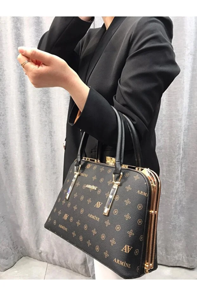 حقيبة يد وكتف بحزام مطبوع أنيق