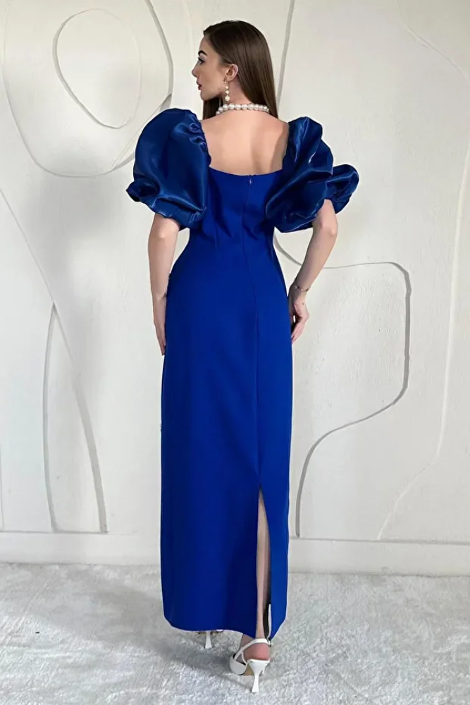 فستان مطرّز بتفاصيل على الأكمام وزخارف أنيقة