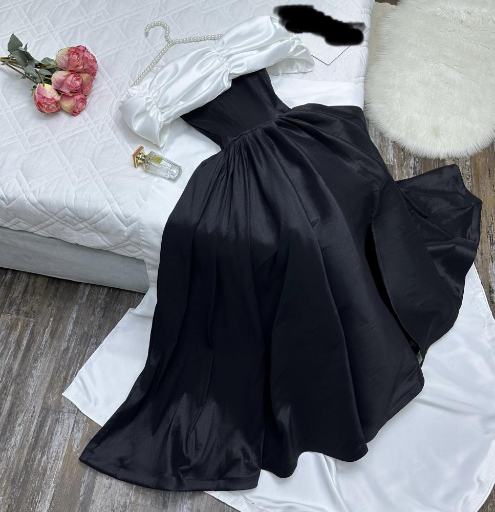 فستان سهرة  دبل كلوش صدريه وذيل تفته كوري راقي