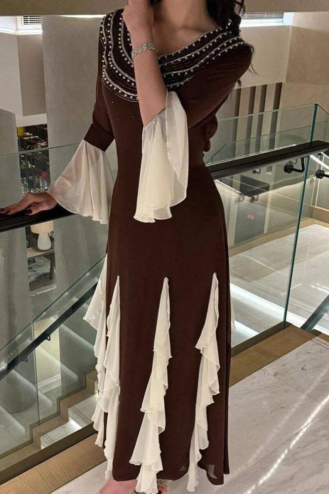 فستان علا  سهرة كم فرنسي تطريز يدوي