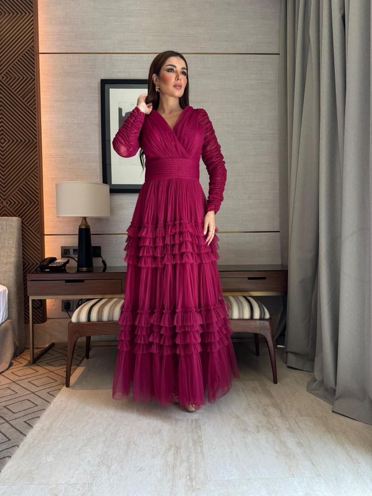 فستان مروئ  تل كشكش راقي وناعم