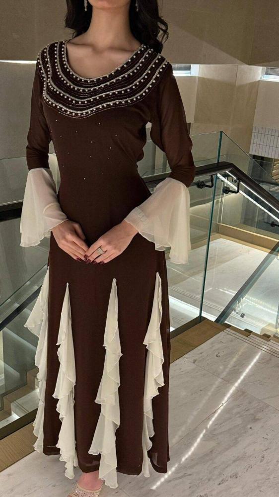 فستان علا  سهرة كم فرنسي تطريز يدوي