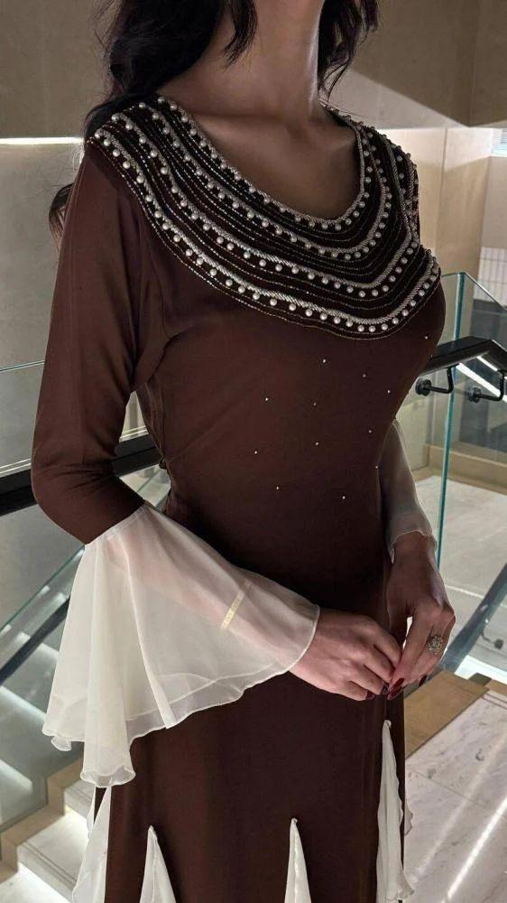 فستان علا  سهرة كم فرنسي تطريز يدوي