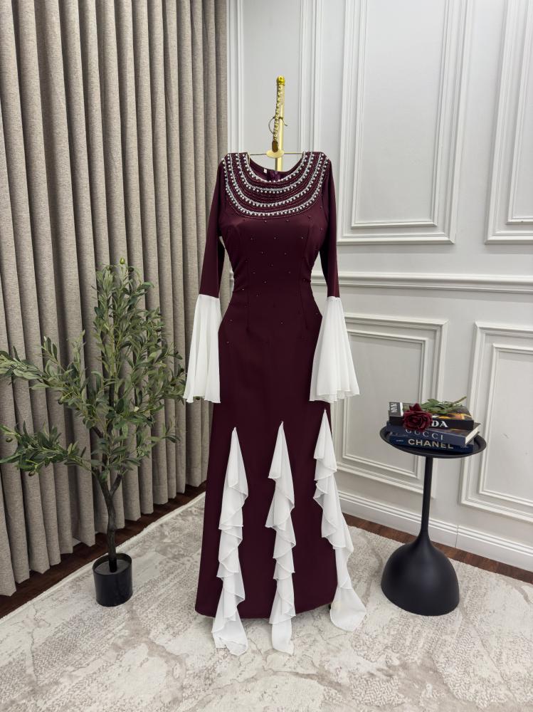 فستان علا  سهرة كم فرنسي تطريز يدوي