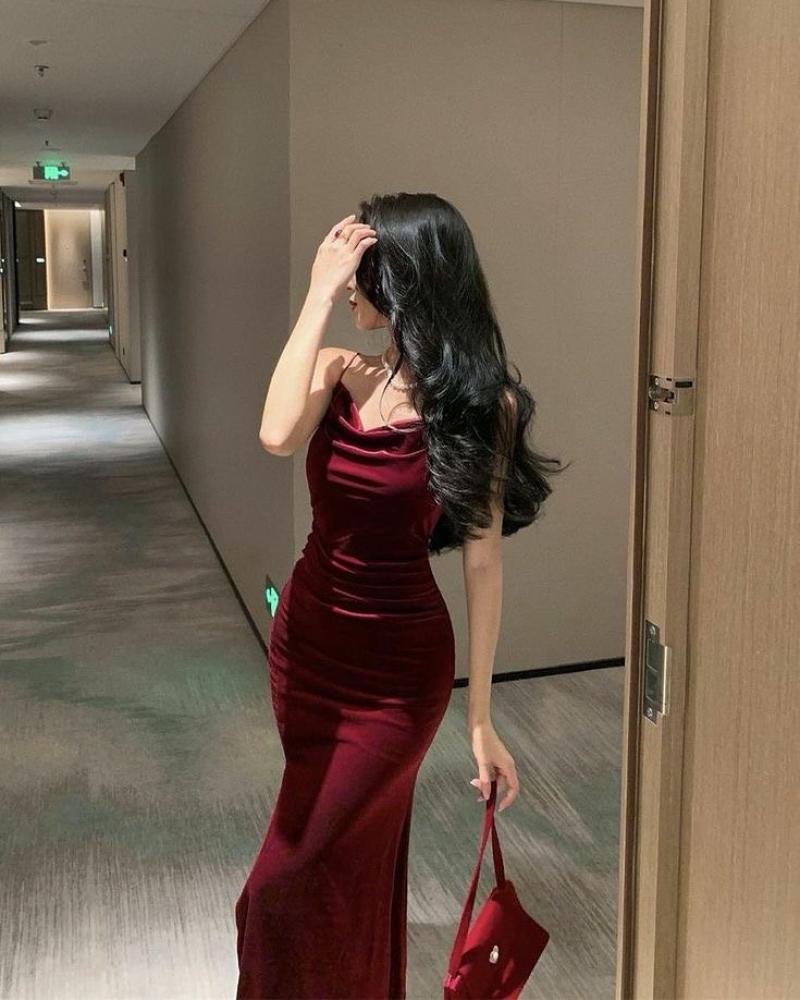 فستان ناعم مخمل انيق