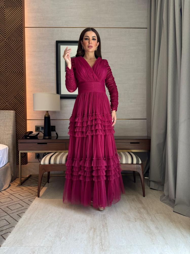 فستان مروئ  تل كشكش راقي وناعم