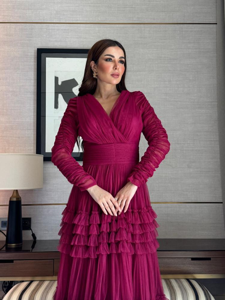 فستان مروئ  تل كشكش راقي وناعم