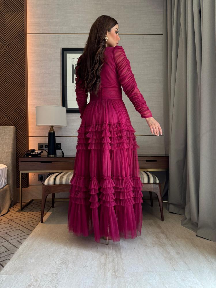 فستان مروئ  تل كشكش راقي وناعم