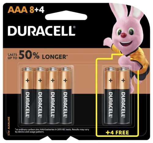 Duracell | AAA Alkaline Batteries | 12 Pieces (8 +...