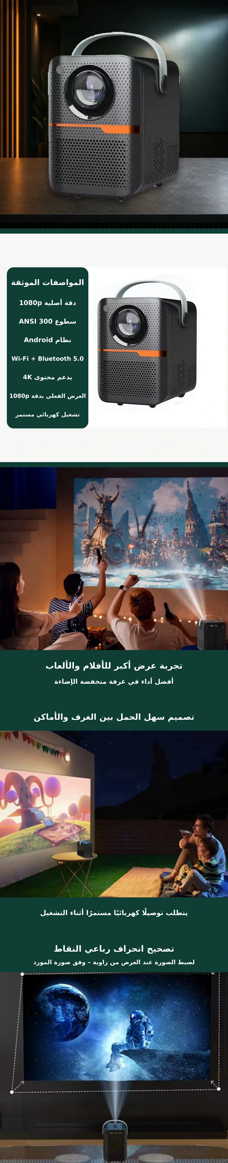 بروجكتر A86G ذكي بدقة 1080p – صور ومواصفات المنتج