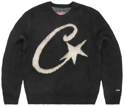 Corteiz C Star Mohair Knit Sweater 'Black'
