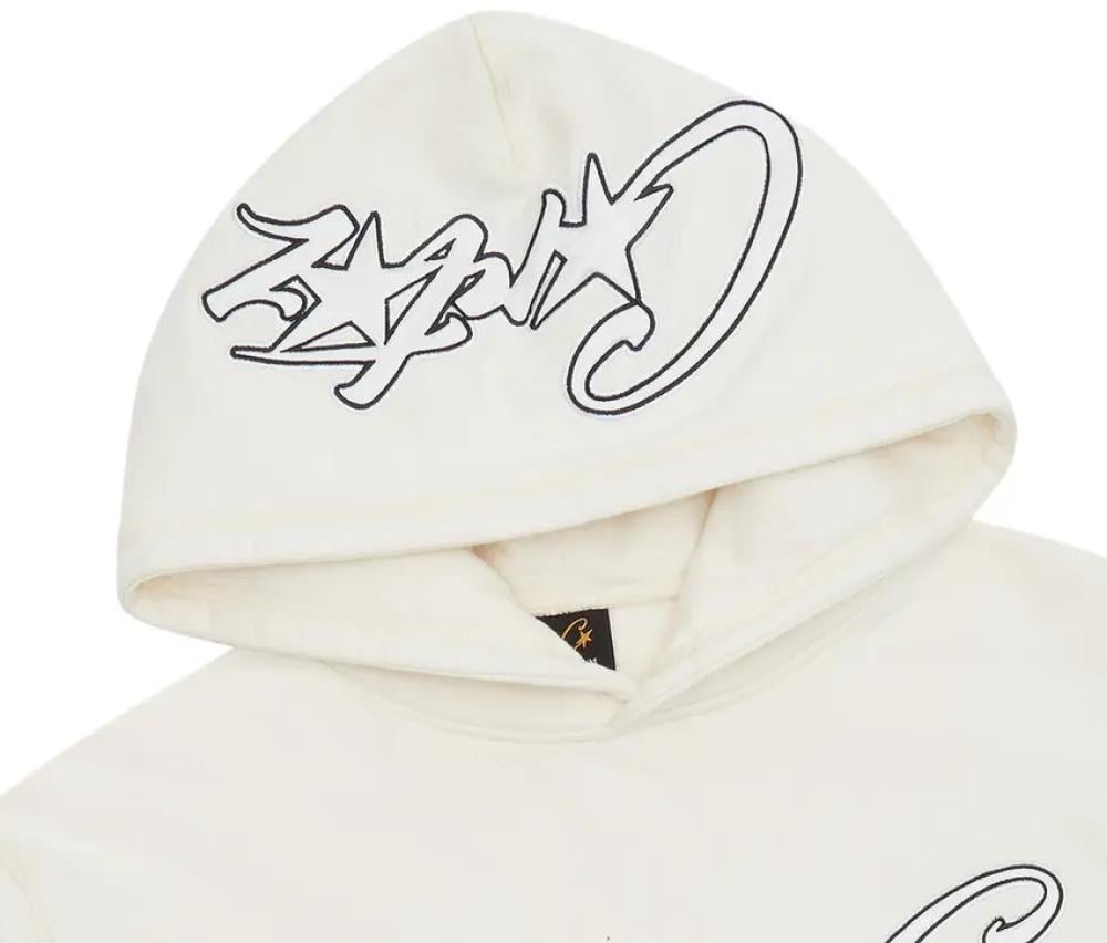 Corteiz Satin C Star Appliqué Hoodie 'Off White'