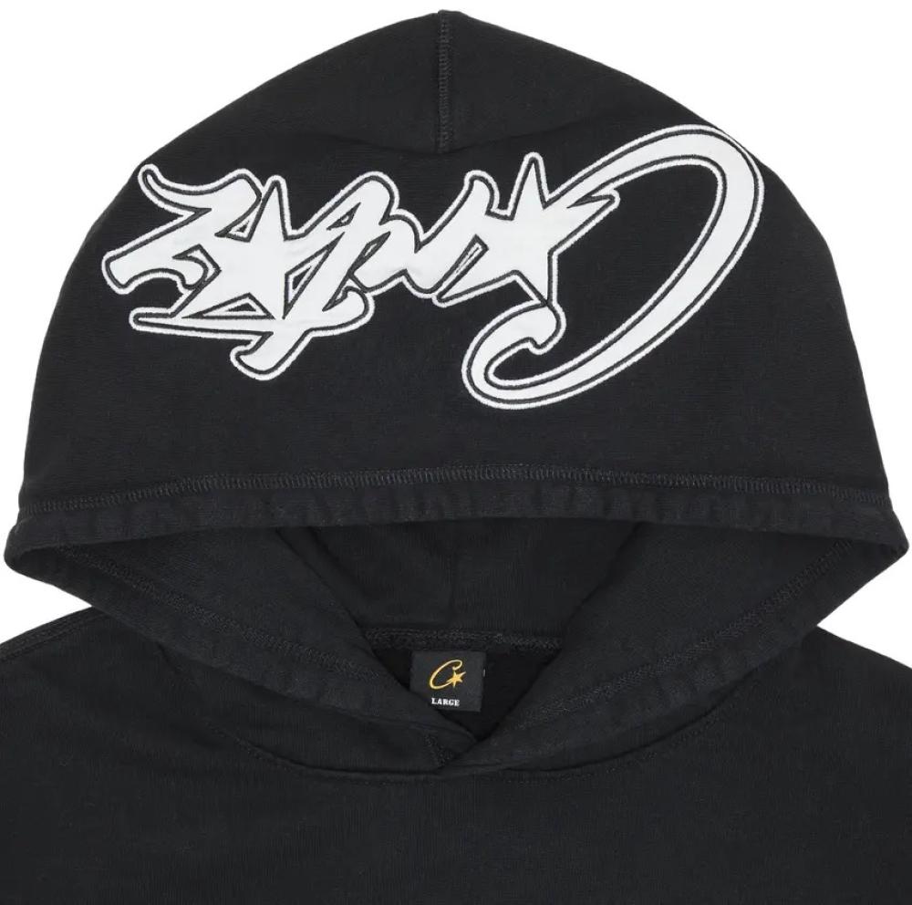 Corteiz Satin C Star Appliqué Hoodie 'Black'