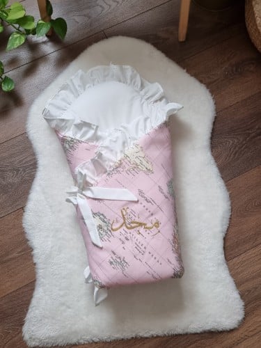 مفرش مواليد قطن مربع مع فيونكة صغيرة للتثبيت الوان متعددة!