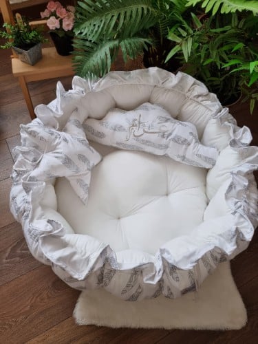 سرير مواليد دائري قابل للزم مع خدادية الغيمة والنجمة - الوان محايد!