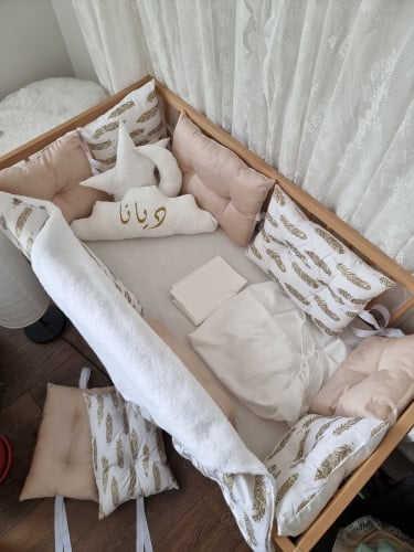 طقم حواجز السرير للمواليد مقاس 120*60 سم بيج!