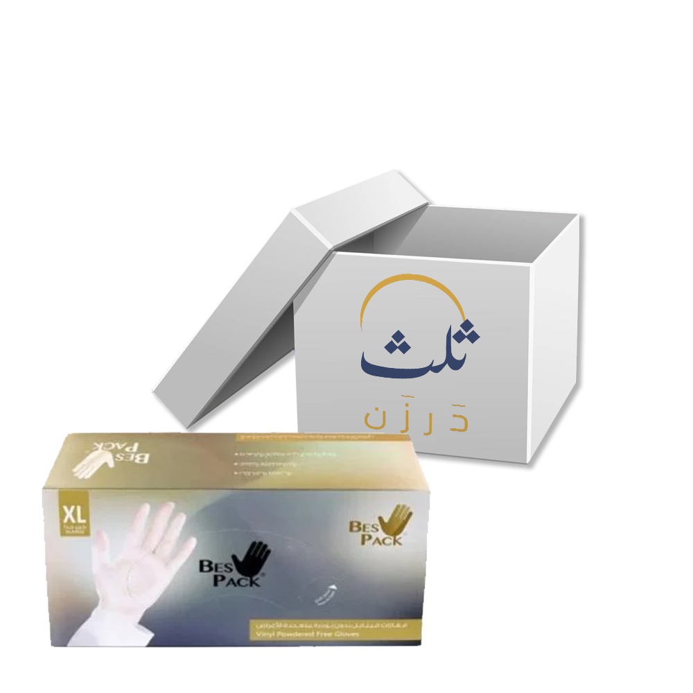 كرتون Bes Pack | قفازات فينيل بدون بودرة مقاس XL ( 10 علب)