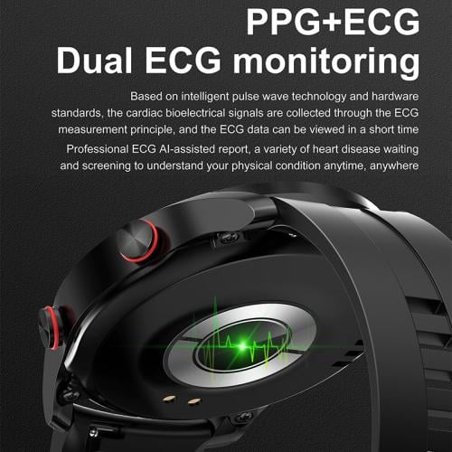 ECG + PPG بلوتوث دعوة ساعة ذكية الرجال الليزر الصحة ضغط الدم اللياقة البدنية الساعات الرياضية رجل رياضي مقاوم للماء Smartwatch + صندوق