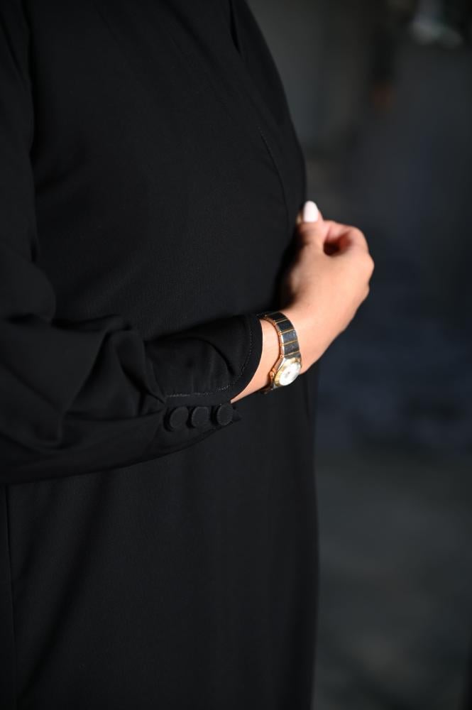 عباية يومية سادة كريب لف نصف كلوش