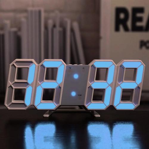 3D LED wall clock - cyan