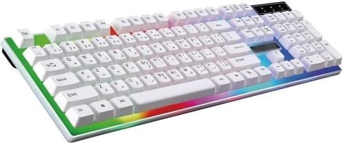 كيبورد ألعاب RGB كاملة الحجم، بإضاءة خلفية LED بأل...