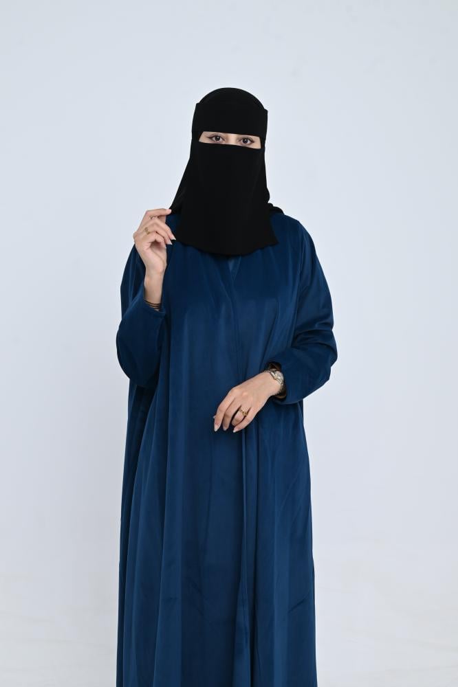 عباية كلوش شموة كحلي فاتح