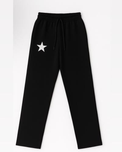 Black pants with a sparking star