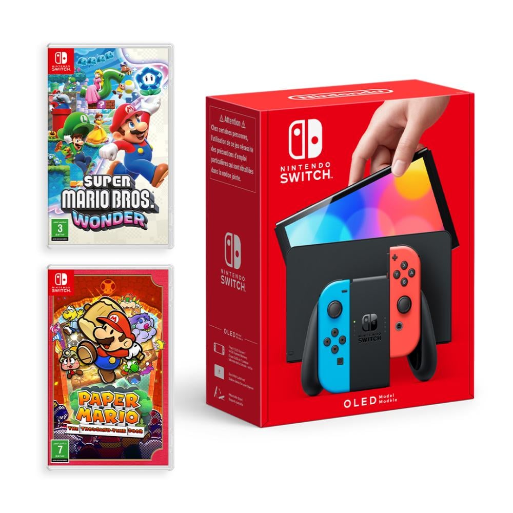 Nintendo Switch – OLED Model (Neon Blue/Neon Red) Mario Bros