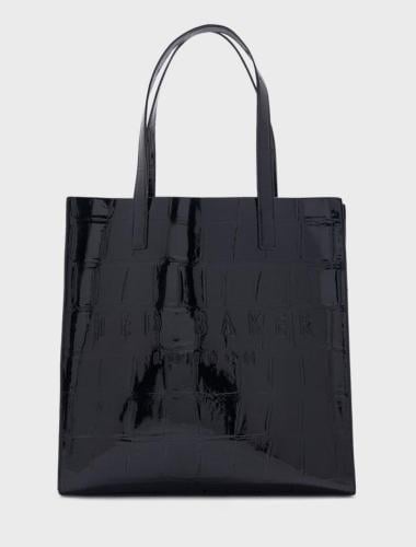 Croccon Croc Effect Large Icon Bag Jet-Black