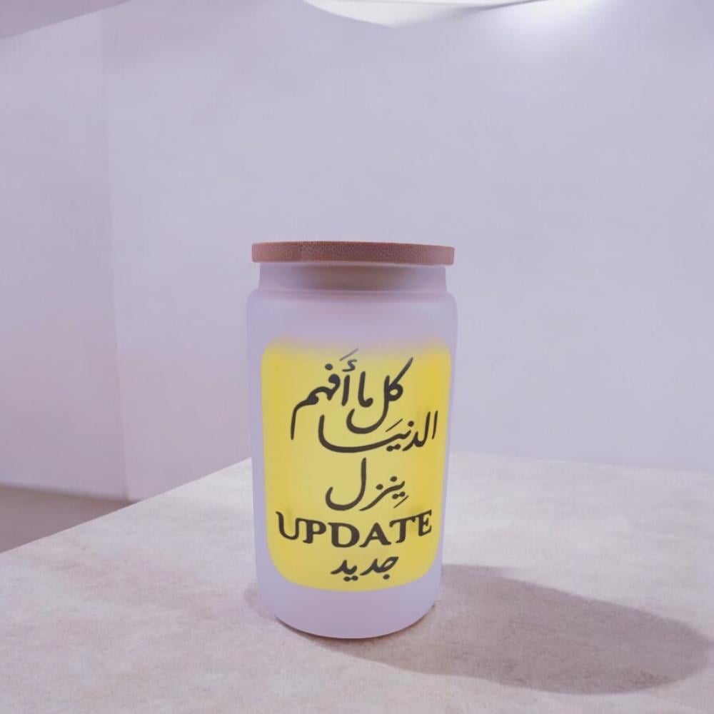 طباعه كاس زجاج شبه ثلجي 16oz طباعه حسب الطلب